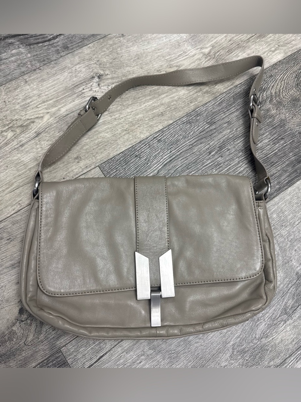 Hype Grey Messenger Bag with Silver Hardware